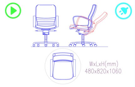 Ergonomic Adjustable Chair 480x820x1060 CAD block