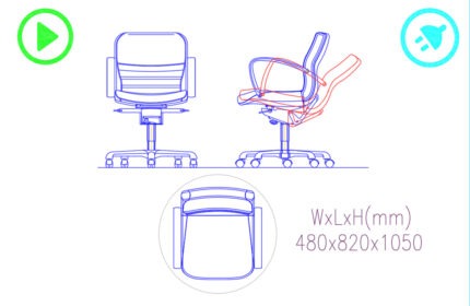 Ergonomic Adjustable Chair 480x820x1050 CAD block