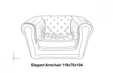 Elegant Armchair 1190x780x1040 CAD block