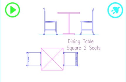 Wood Dining Table Square 2 Seats CAD Block