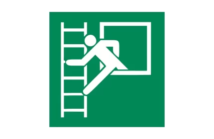 ISO 7010 E016 Emergency window with escape ladder Symbol