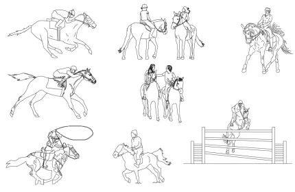 Horse and Rider CAD blocks