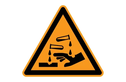 ISO 7010 W023 Corrosive Substance Warning Symbol