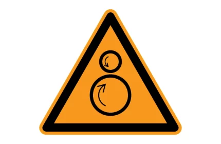 ISO 7010 W025 Counter Rotating Rollers Warning Symbol