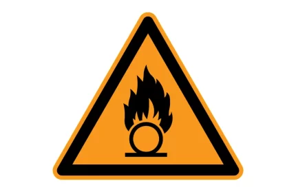 ISO 7010 W028 Oxidizing Substance Warning Symbol