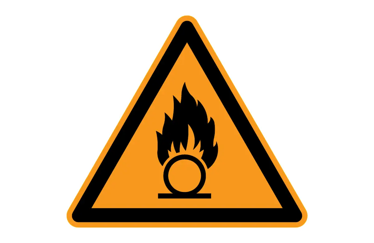 ISO 7010 W028 Oxidizing Substance Warning Symbol