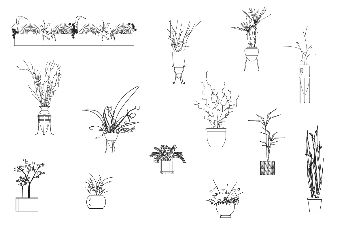 Decorative Plants CAD Blocks