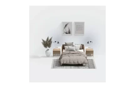 3D Model Bedroom Double Bed Set Modern Style