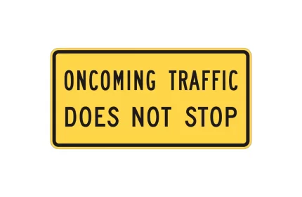 MUTCD W4-4bP Oncoming Traffic Does Not Stop Sign CAD Block