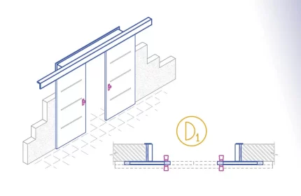 Wood Bi-Part Sliding Door Autolisp