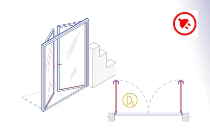 Aluminium Hinged Double Door CAD Block