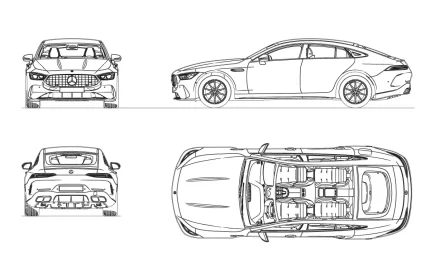 Mercedes-AMG-GT-4-Door-Coupe-2024-AutoCAD-Block