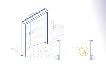 Wood Hinged Double Door Autolisp