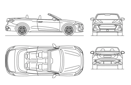 Audi A5 Convertible Car CAD Block