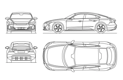 Audi E-Tron GT Electric Car CAD Block