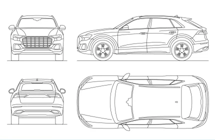 Audi Q8 Car Block Drawing