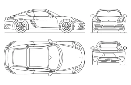 Porsche 718 Cayman Car CAD Block
