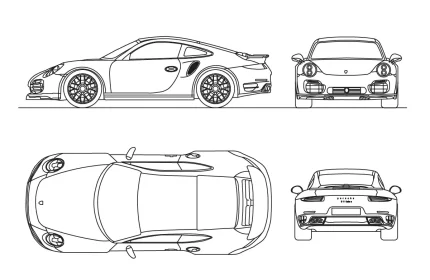 Porsche 911 Turbo Car CAD Block