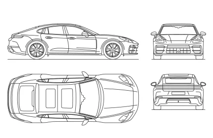 Porsche Panamera 976 Car CAD Block