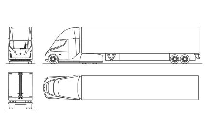 Tesla Semi Electric Truck CAD Block