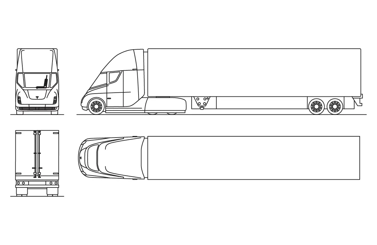 Tesla Semi Electric Truck CAD Block