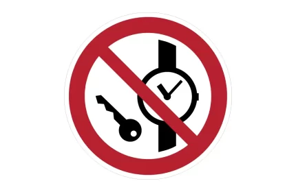 ISO 7010 P008 No Metallic Articles Or Watches Sign CAD Block