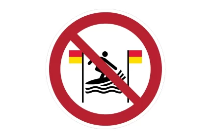 ISO 7010 P064 No Surfing Between The Red-and-Yellow Flags Sign CAD Block