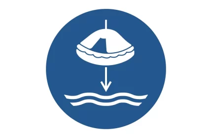 ISO 7010 M040 Lower Liferaft to the Water in Launch Sequence Sign CAD Block
