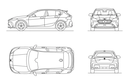 BMW Series-1-2025-AT Car CAD Drawings (DWG PDF SVG)