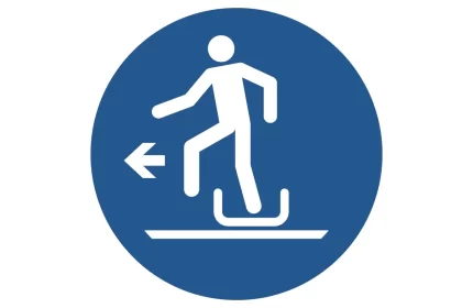 ISO 7010 M050 Alighting from Toboggan to the Left Sign Drawings (DWG, PDF, SVG)