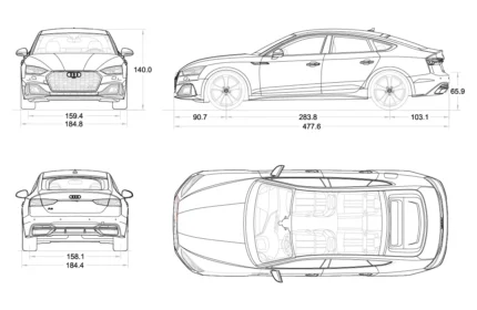 Audi A5 Sportback 2024 Car CAD block (DWG PDF SVG)