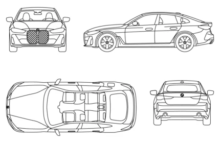 BMW 4ER Gran Coupe 2025 Car CAD Block (DWG PDF SVG)