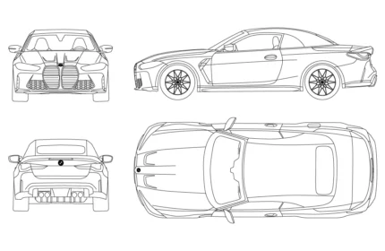 BMW M4 Competition M xDrive Cabrio 2025 Car Blocks (DWG PDF SVG)