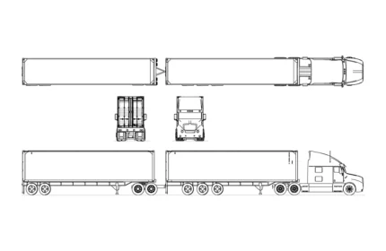 Double Trailer Truck CAD Block