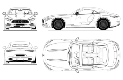 Mercedes-AMG SL 43-2025 Car Block (DWG PDF SVG)