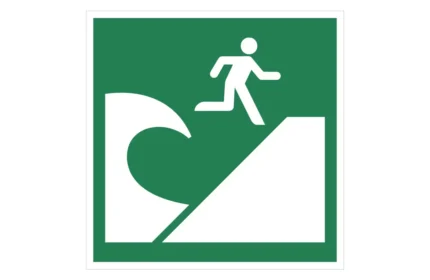 ISO 7010 E062 Tsunami Evacuation Area Sign CAD Drawings (DWG, SVG, PDF)