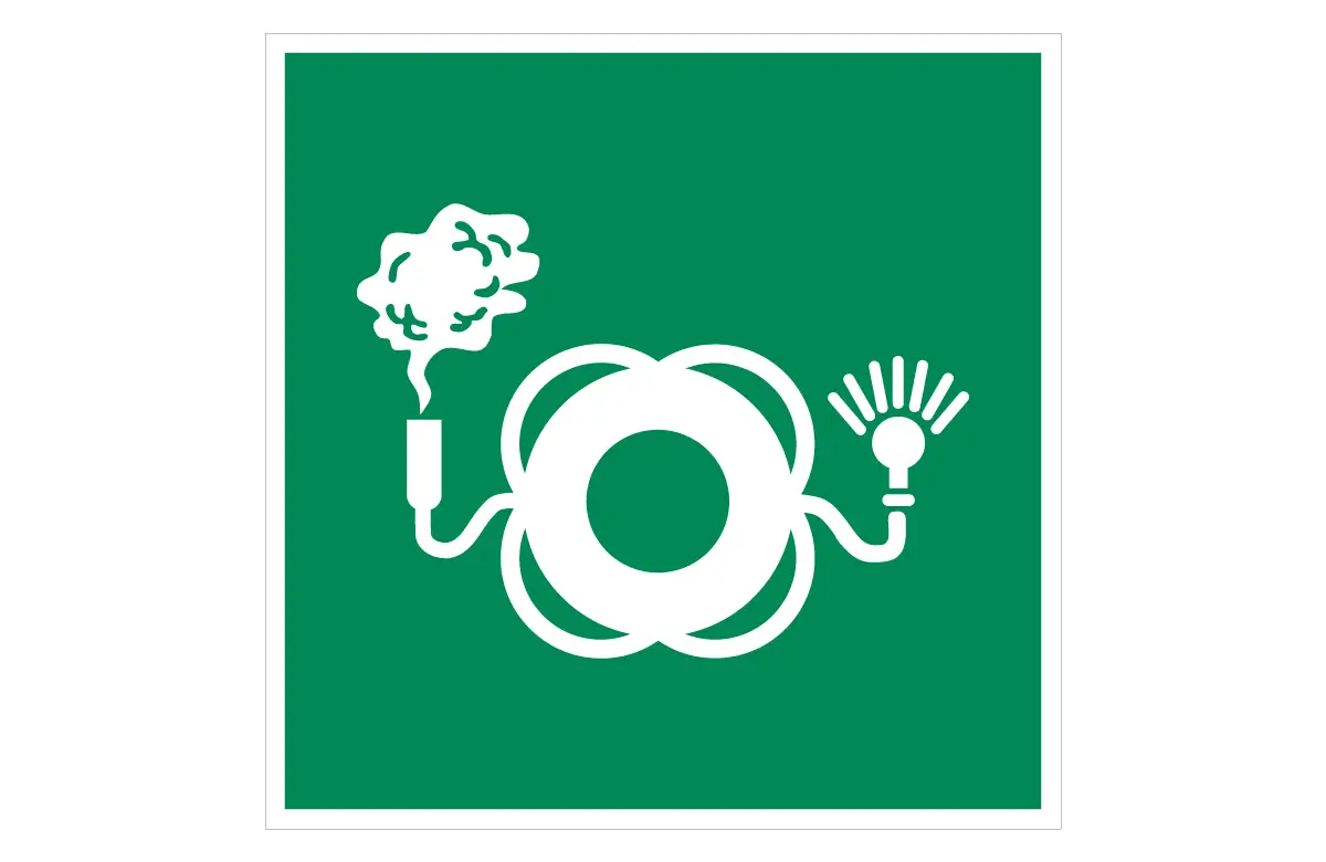 ISO 7010 E068 Lifebuoy With Light and Smoke Sign CAD Drawings (DWG, SVG, PDF)