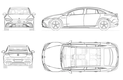 Mercedes-AMG EQE 53 4MATIC+ 2025 Car CAD Drawings (DWG PDF SVG)