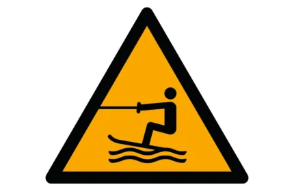 ISO 7010 W045 Towed Water Activity Area Warning Sign CAD Drawing (DWG, PDF, SVG)