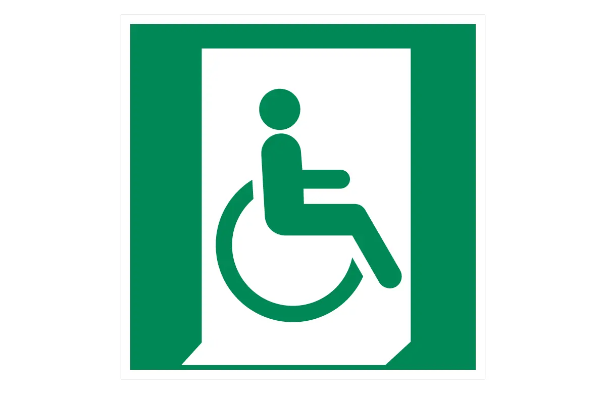 ISO 7010 E030 Emergency exit for people unable to walk or with walking impairment (right) - Sign CAD Drawings with DWG, PDF, and SVG files