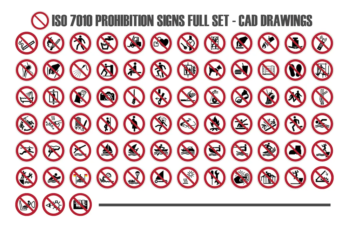 ISO 7010 Prohibition Signs Full Set CAD Blocks