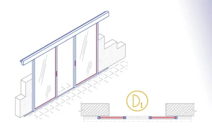 Aluminium Bi-Part Sliding Door Autolisp