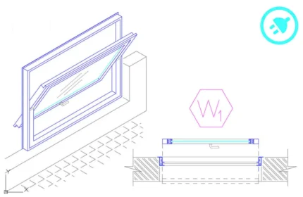 Aluminium Pivot Window Autolisp