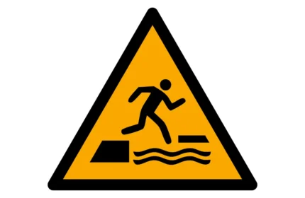 ISO 7010 W068 Falling into water when stepping on or off a floating surface Warning Sign CAD Drawings (DWG, SVG, PDF)